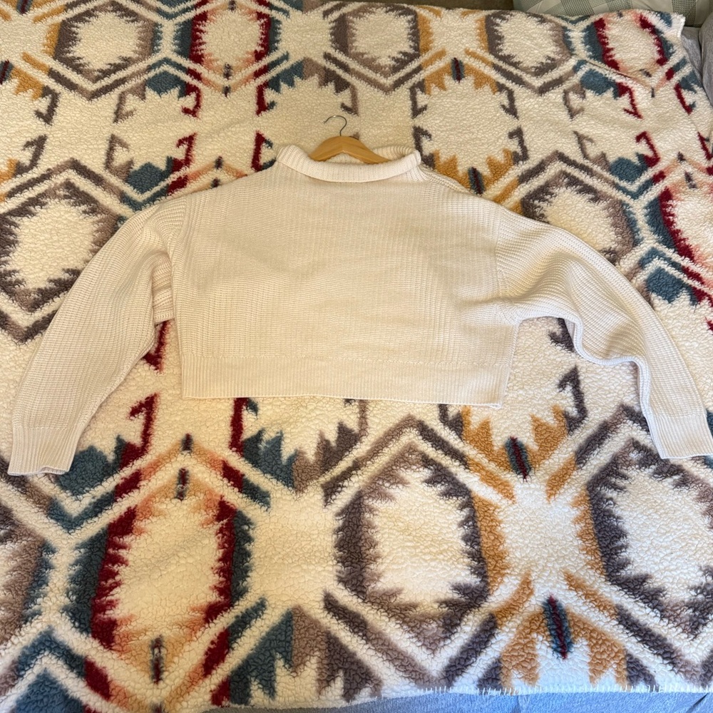 Wilfred Merino Wool Cropped Cream Cowl Neck Sweater Size XL - Picture 2 of 9